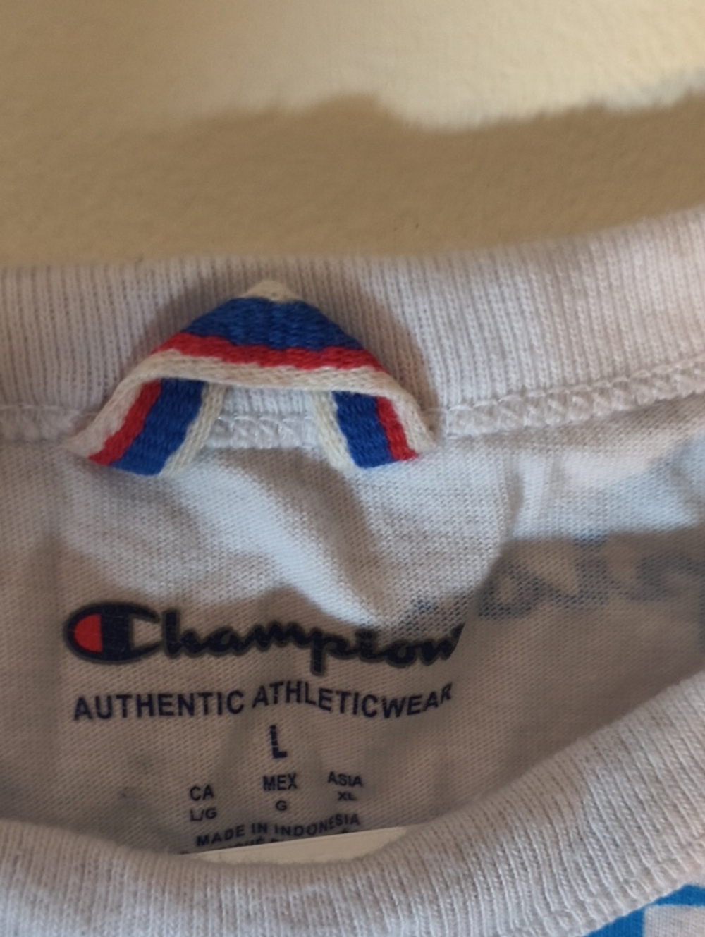 Champion Men’s White T-Shirt with Blue Logo Print - Picture 3 of 4
